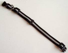 Gurt-Halsband mit reflektierendem Streifen schwarz - Bild vergr��ern 