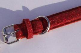 Glitterhalsband, Halsband rot mit Glitter - Bild vergrern 